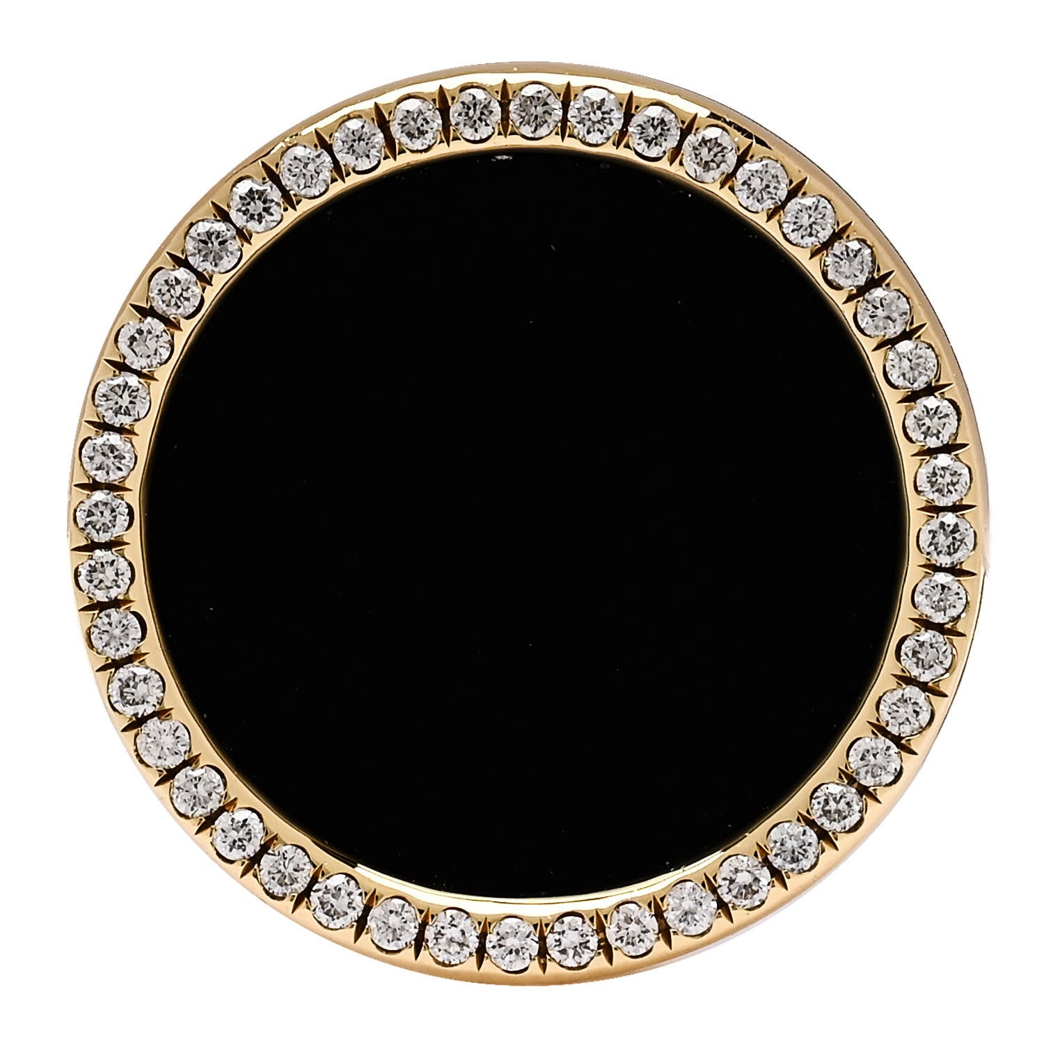 David Yurman 18K Yellow Gold Diamond Black Onyx 21mm DY Elements Ring 52 6 1 of 6