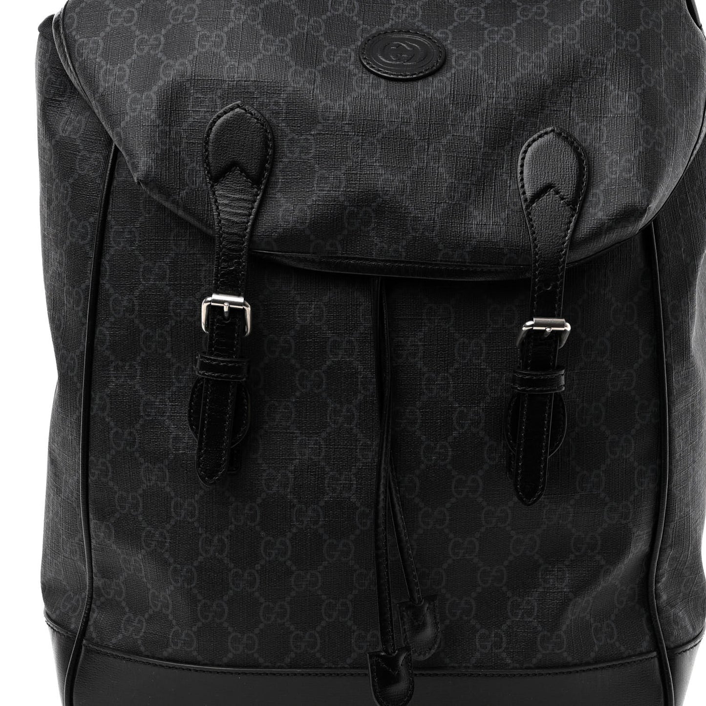GG Supreme Monogram Azalea Calfskin Medium Retro Interlocking G Backpack Black