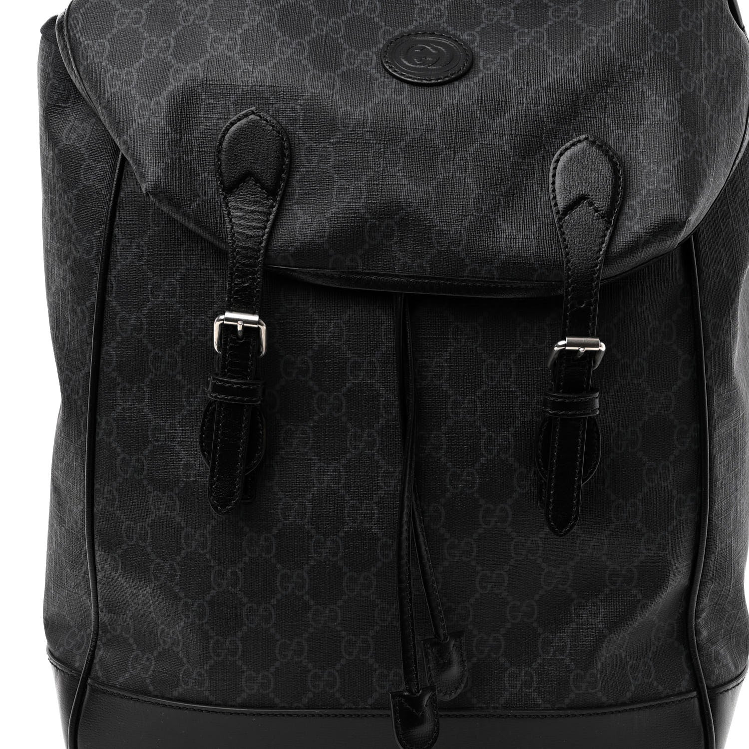 Gucci GG Supreme Monogram Azalea Calfskin Medium Retro Interlocking G Backpack Black 7 of 9