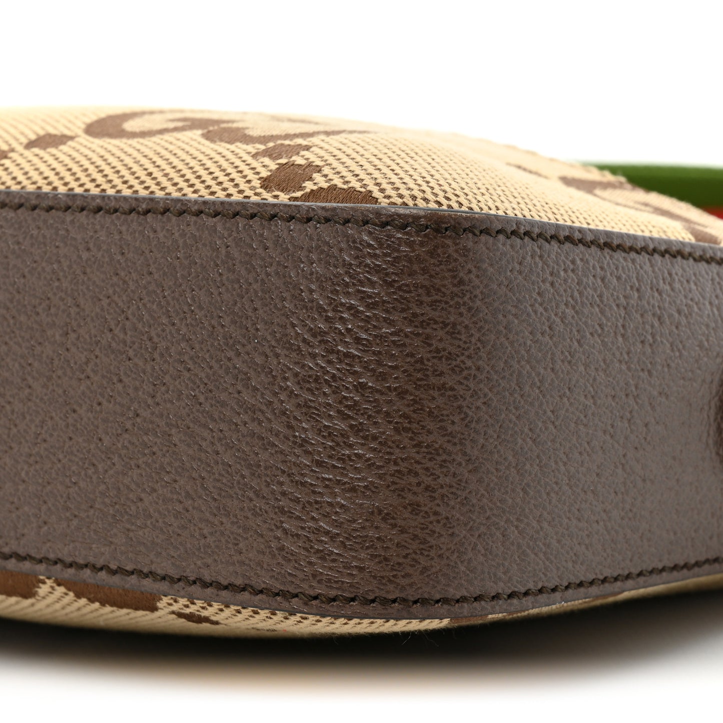Monogram Jumbo GG Textured Dollar Calfskin Web Messenger Shoulder Bag Camel Ebony New Acero