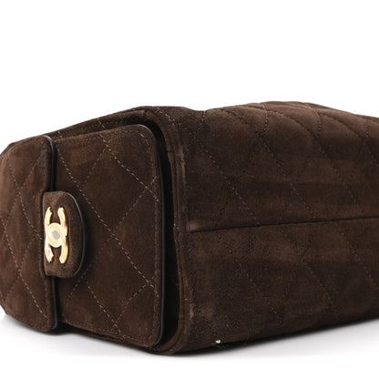 Chanel Suede Quilted Mini Chanel 25 Handbag Dark Brown 17 of 21