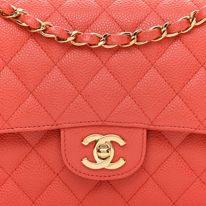 Chanel Caviar Quilted Medium Double Flap Light Red 8 of 10