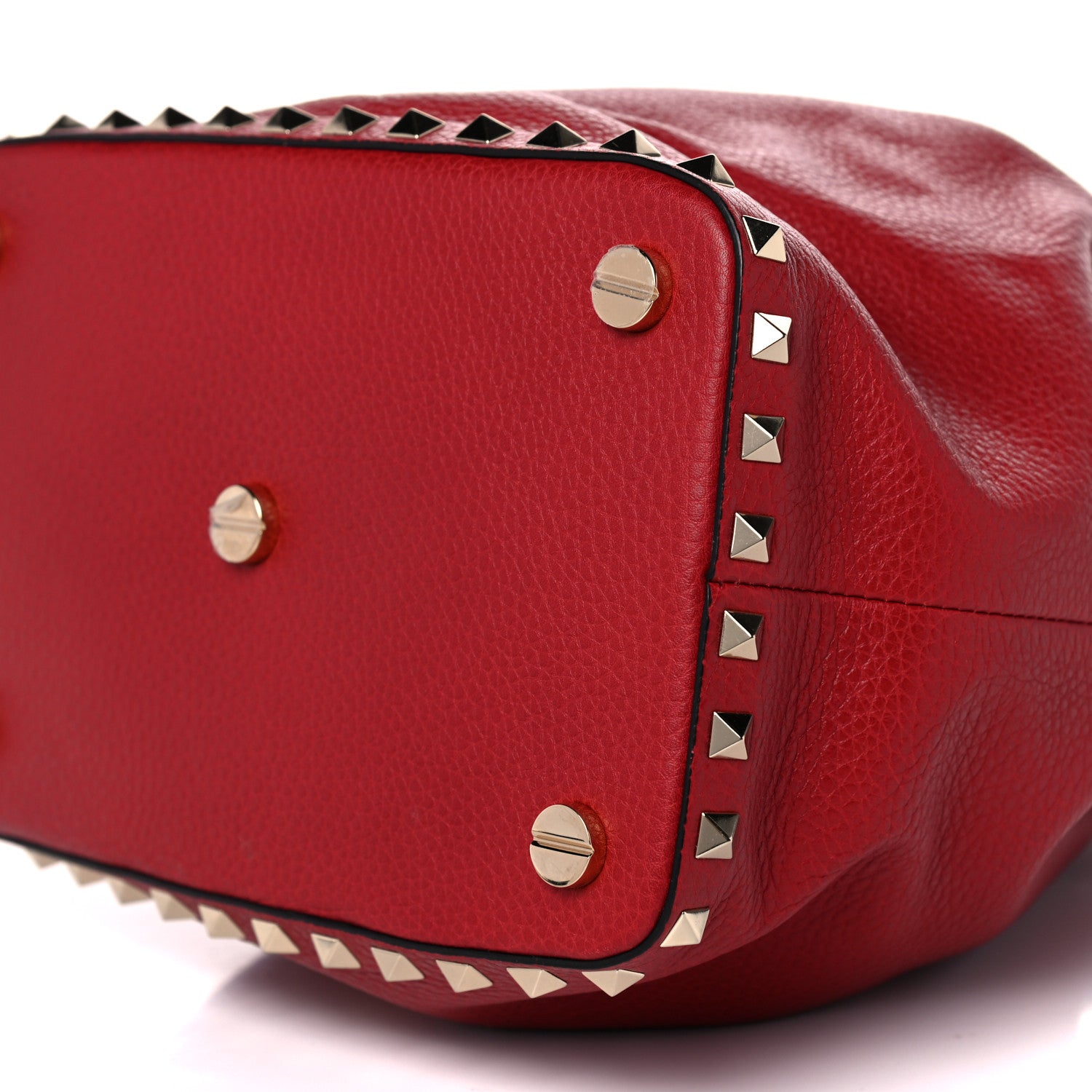 Valentino Garavani Pebbled Calfskin Small Rockstud Bucket Bag Red 9 of 11