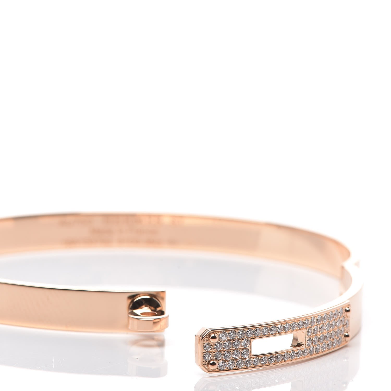 Hermes 18K Rose Gold Diamond PM Kelly Pave Bracelet ST 4 of 5
