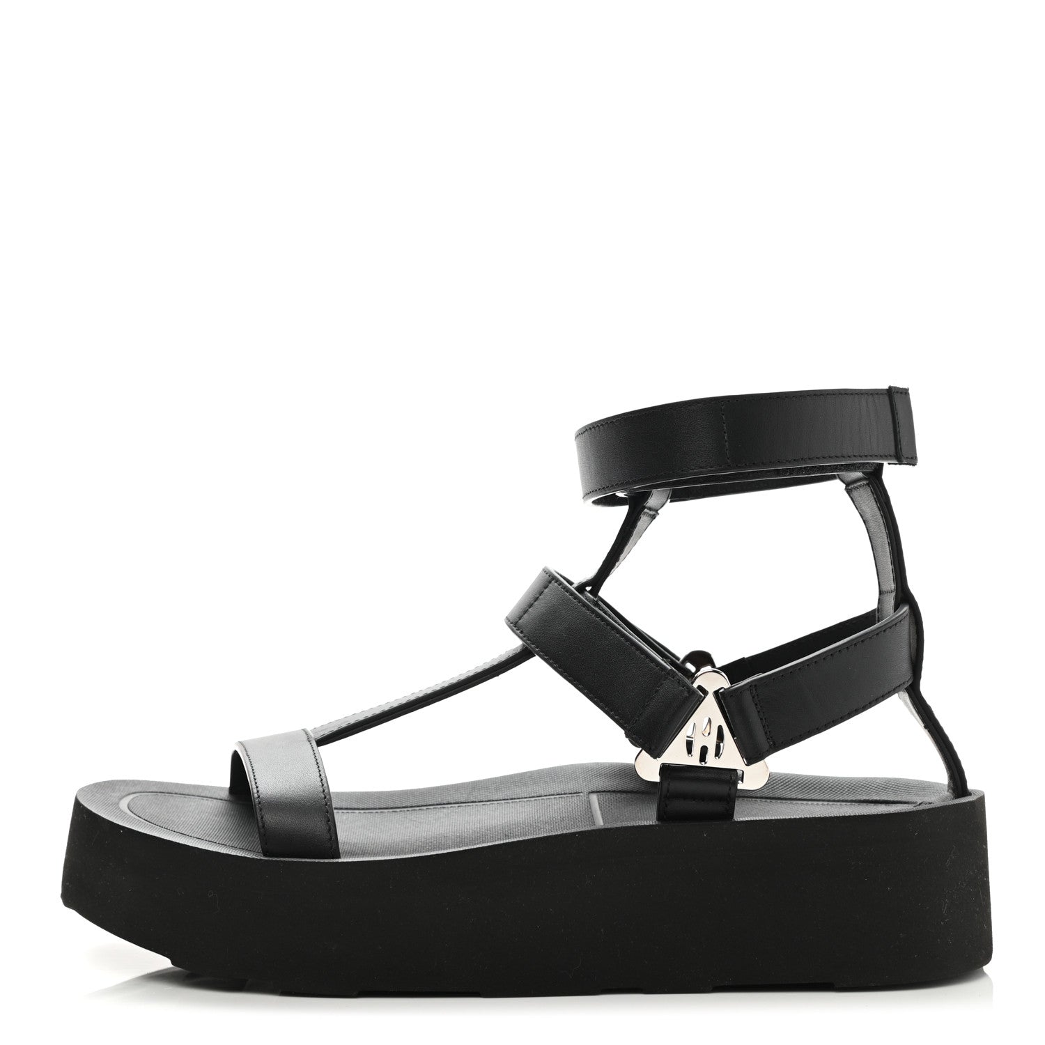 Hermes Calfskin Womens Enid Sandals 37 Black 1 of 10