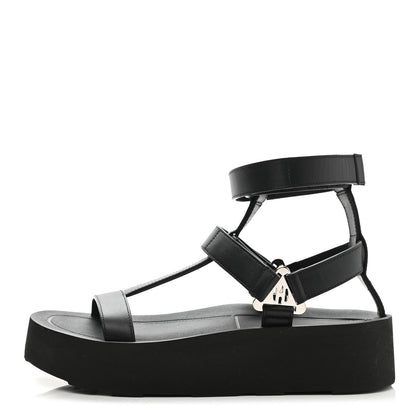 Hermes Calfskin Womens Enid Sandals 37 Black 1 of 10