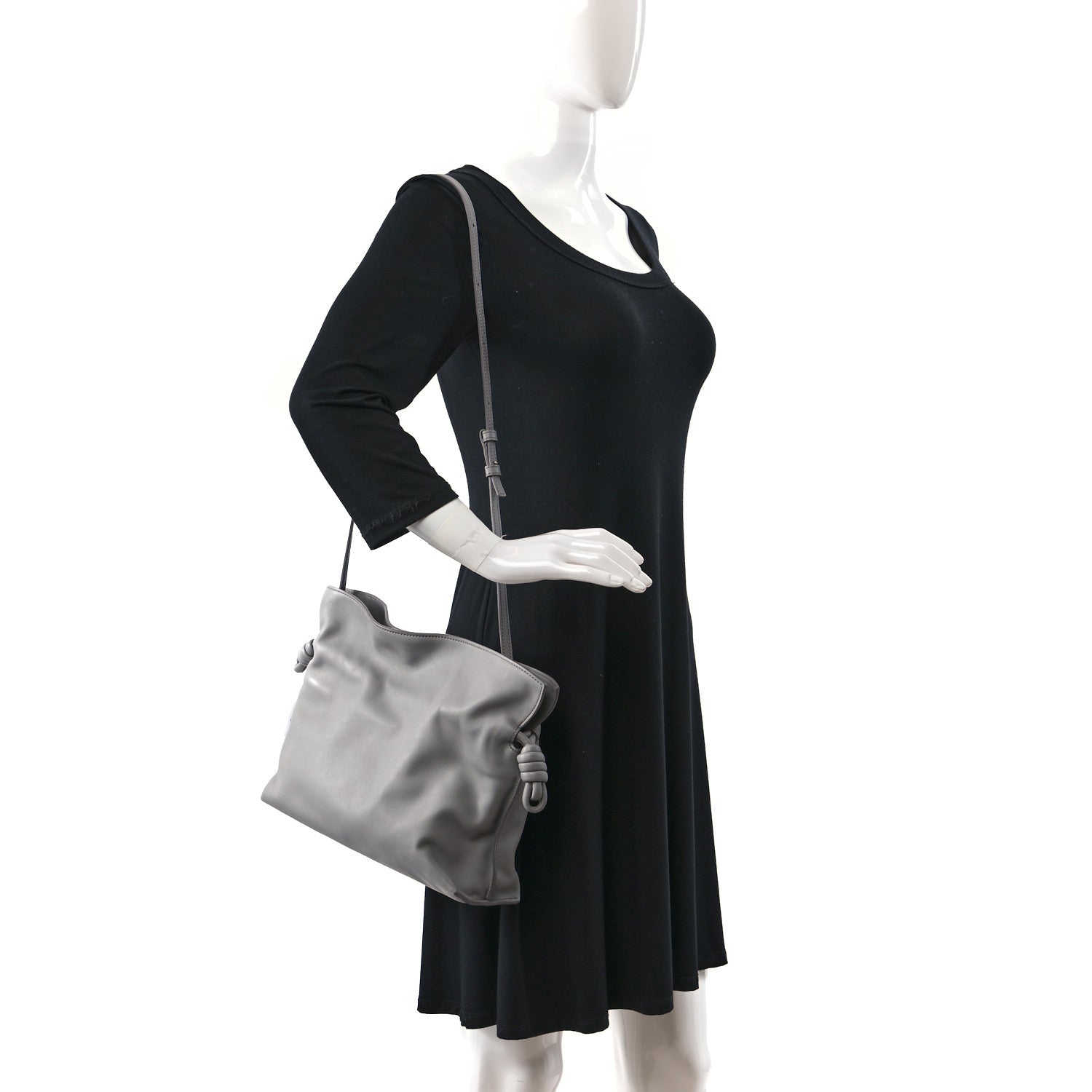Loewe Calfskin Mini Flamenco Knot Clutch Pearl Grey 2 of 9