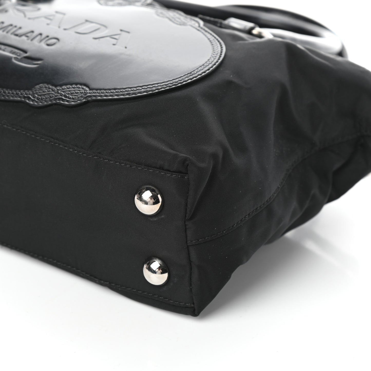 Tessuto Nylon Spazzolato Logo Tote Black