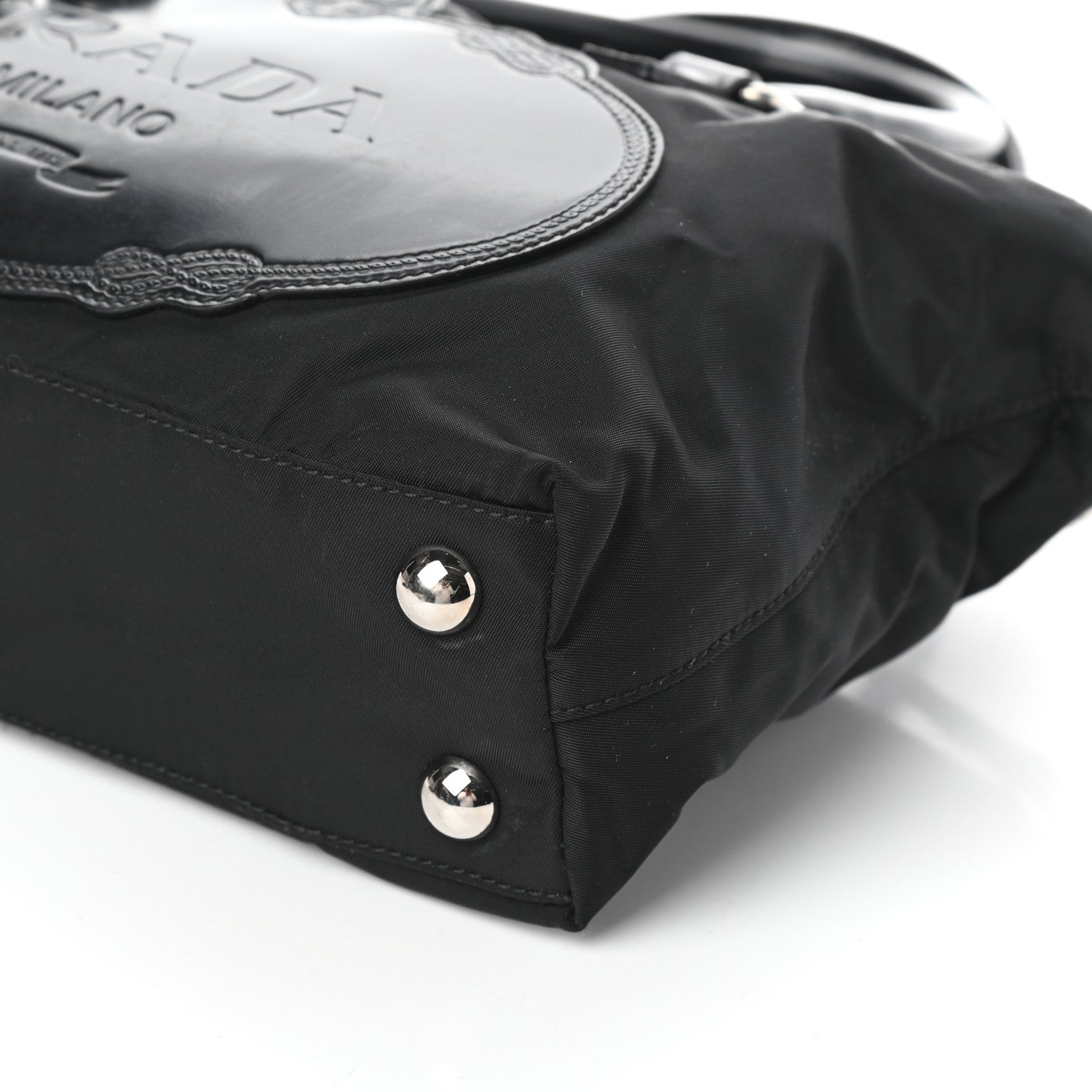 Prada Tessuto Nylon Spazzolato Logo Tote Black 9 of 9