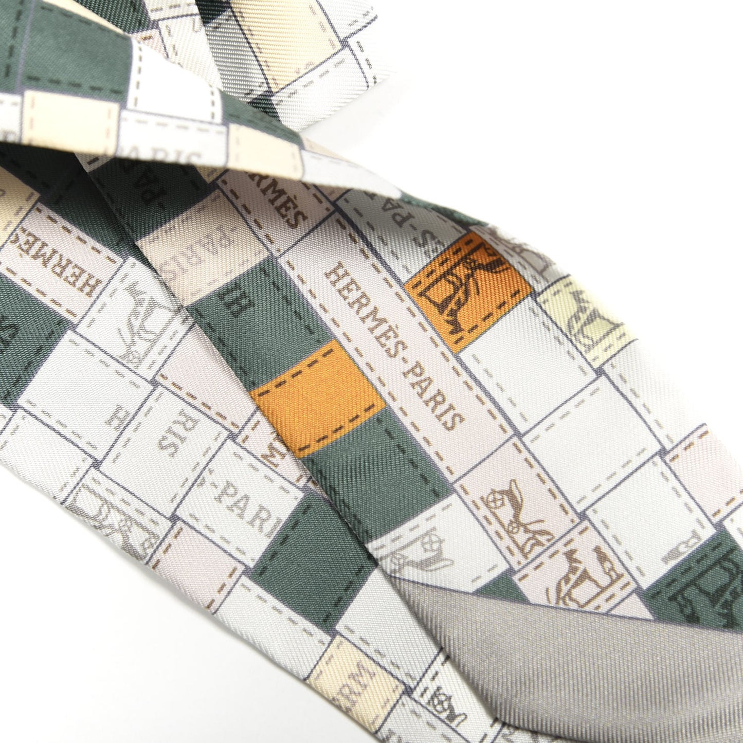 Silk Bolduc Au Carre Twilly Gris Kaki Ocre