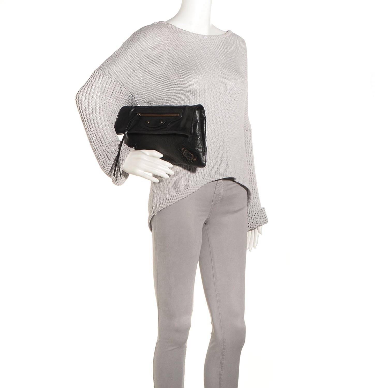 Balenciaga Agneau Classic Hardware Envelope Clutch Black 2 of 10