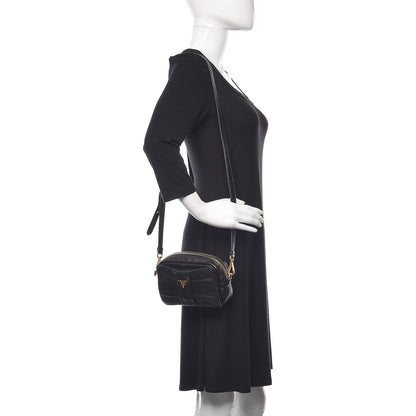 Prada Glace Calfskin Zippers Bow Clutch Black 2 of 9