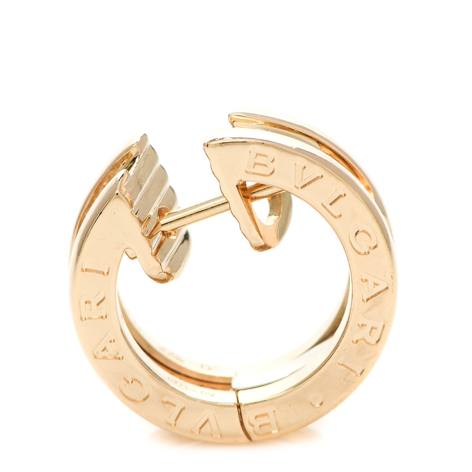 Bulgari 18K Yellow Gold Diamond Small B.Zero1 Hoop Earrings 6 of 7