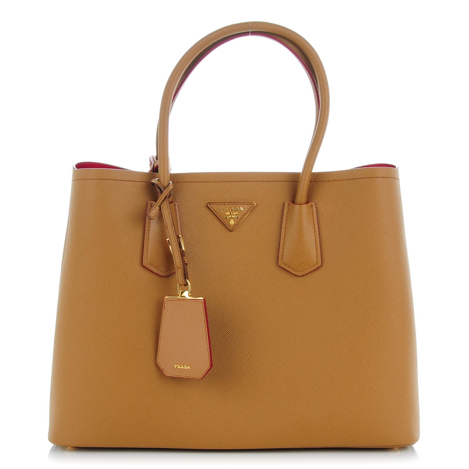 Prada Saffiano Cuir Large Double Bag Caramel 1 of 8