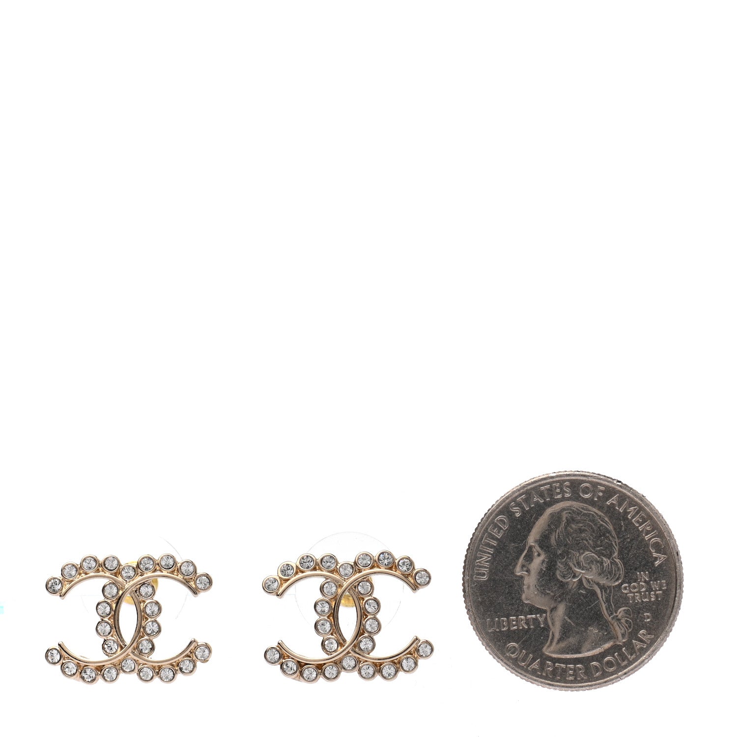 Chanel Crystal CC Earrings Gold 2 of 4