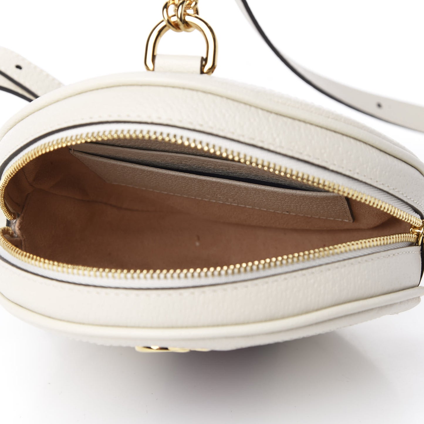 Textured Calfskin Web Mini Ophidia Round Backpack Mystic White