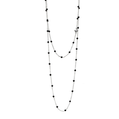 David Yurman Sterling Silver Black Onyx Station Chain Necklace 1 of 5
