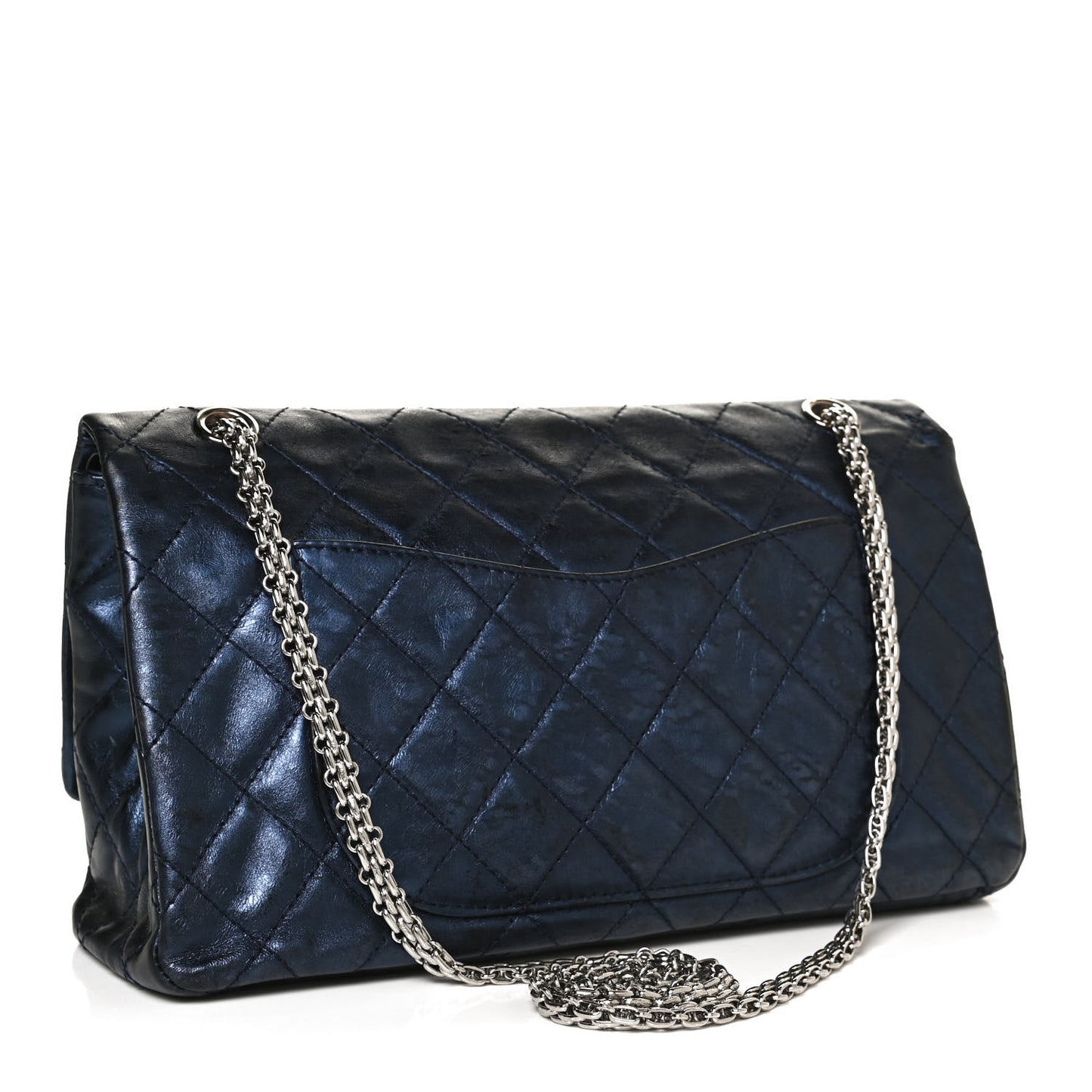 Metallic Aged Calfskin Quilted 2.55 Reissue 227 Flap Blue