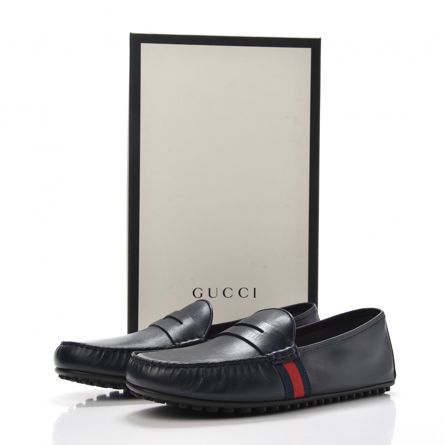 Gucci Nappa Web Mens Kanye Driver Loafers 9 Blue 9 of 9