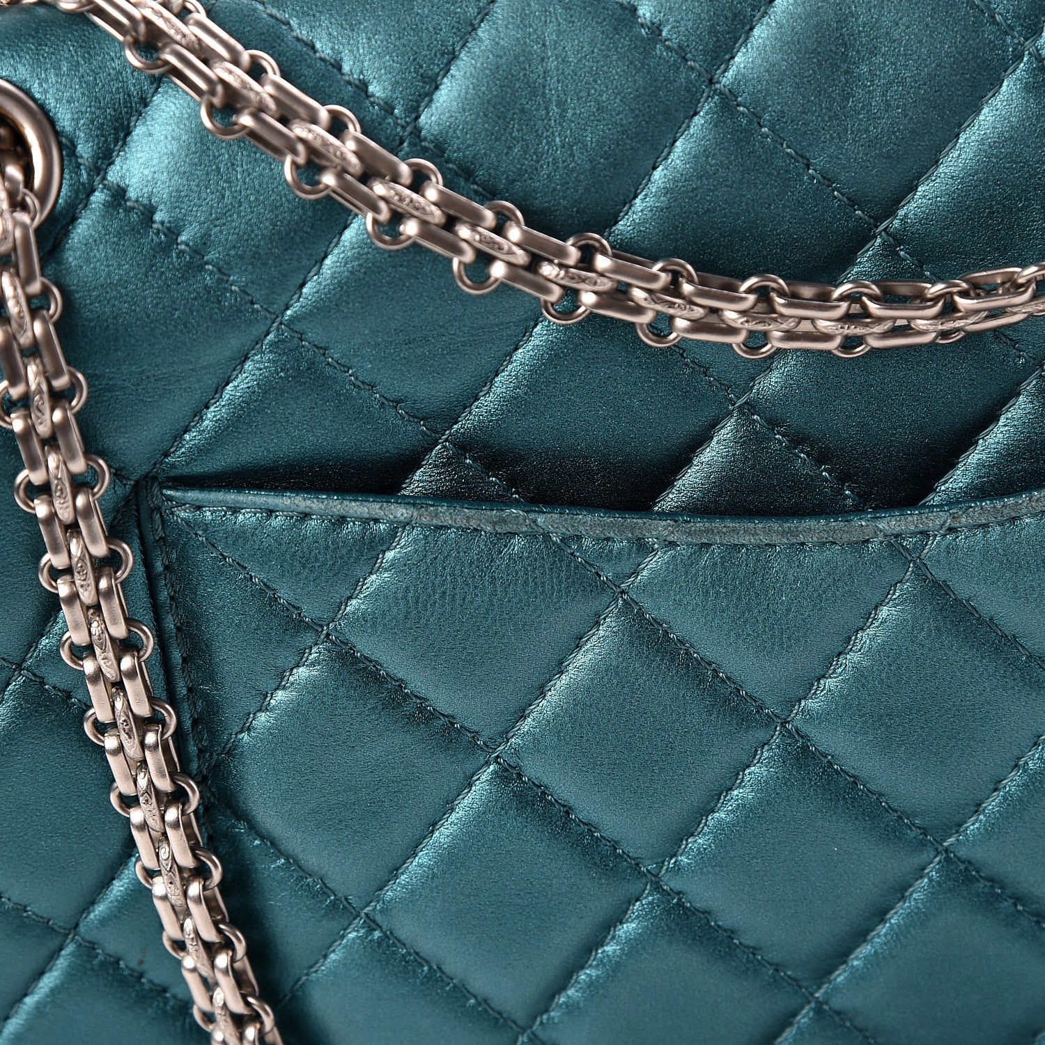 Chanel Metallic Calfskin Quilted 2.55 Reissue 226 Flap Turquoise 19 of 23