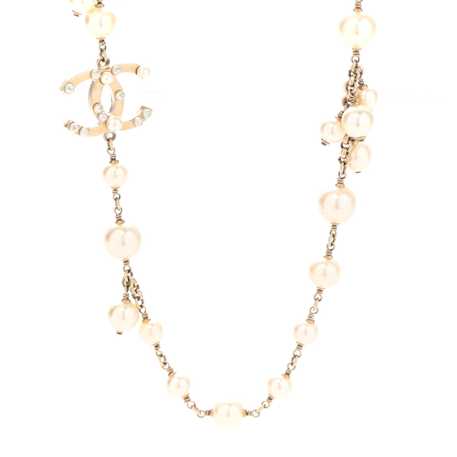 Chanel Graduated Pearl CC Long Necklace Gold 5 of 6
