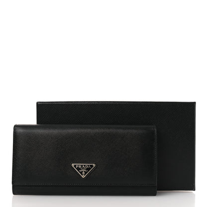 Prada Saffiano Triangle Continental Flap Wallet Black 8 of 8