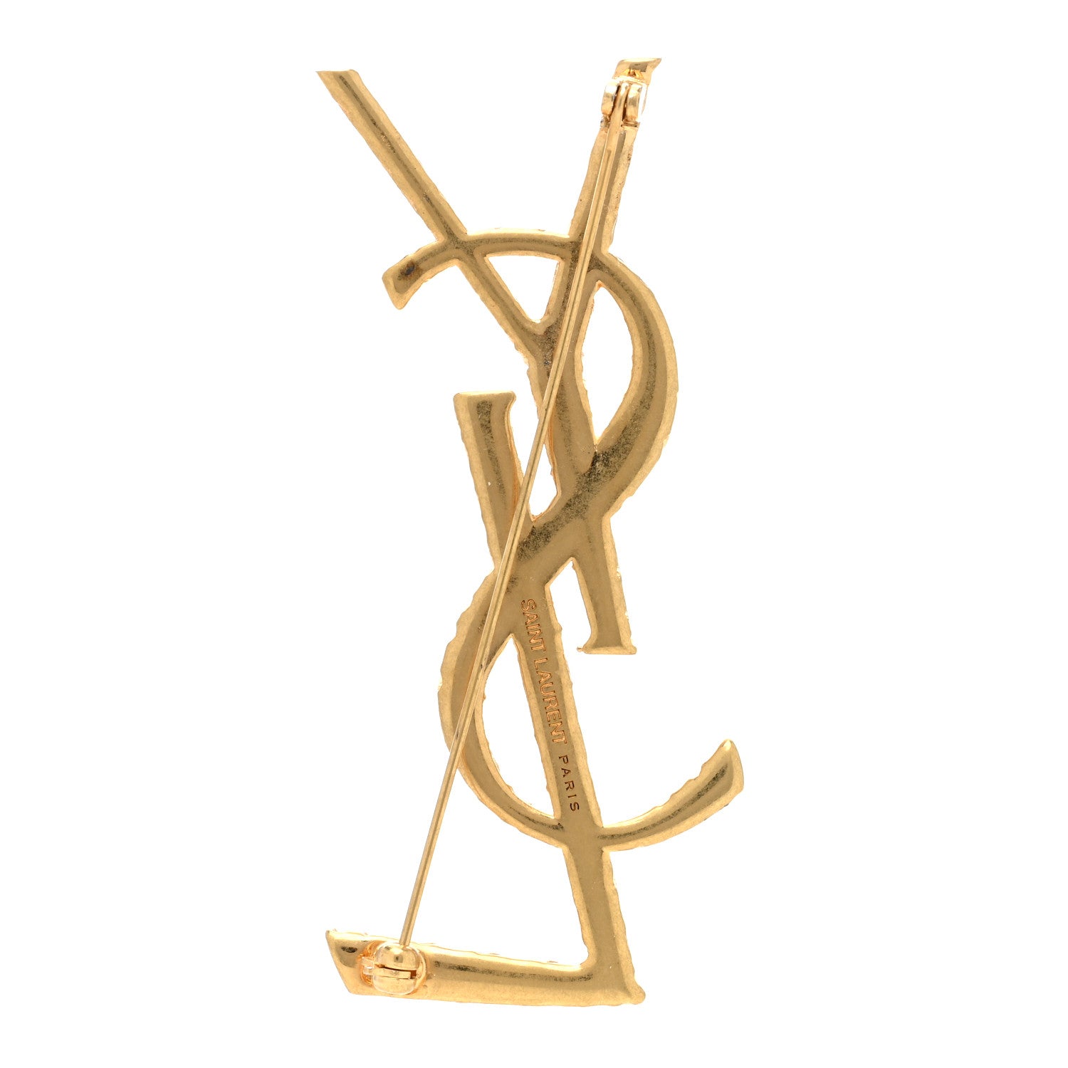 Saint Laurent Brass Cassandre Opyum YSL Twisted Brooch Gold 3 of 5