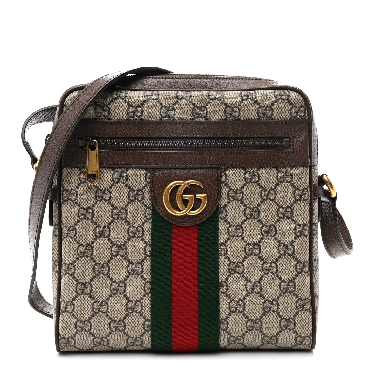 GG Supreme Monogram Web Small Ophidia Messenger Bag Brown