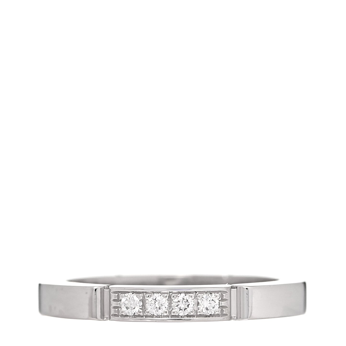 18K White Gold Diamond Maillon Panthere Wedding Band Ring 47 4