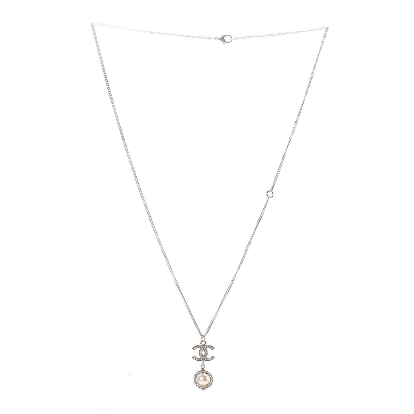 Crystal Pearl CC Lace Camellia Necklace Gold