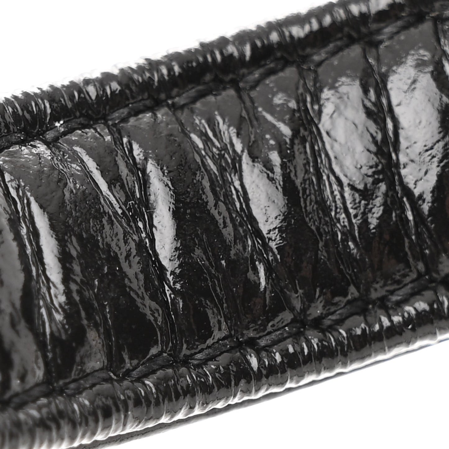 Shiny Crumpled Calfskin Quilted Small Wavy CC Hobo Black