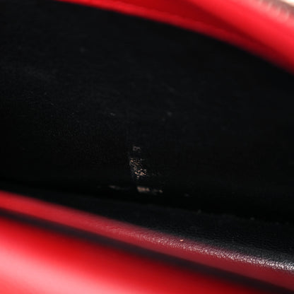 Saint Laurent Grain De Poudre Matelasse Chevron Monogram Envelope Chain Wallet Rouge Eros 10 of 13