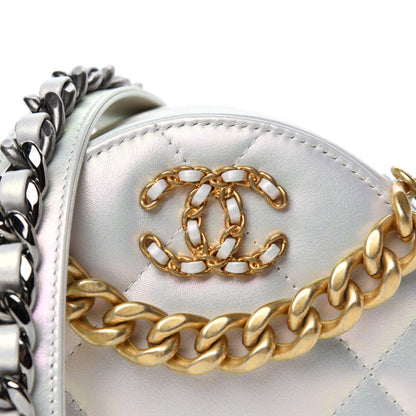 Chanel Iridescent Calfskin Quilted 19 Round Clutch With Chain White 10 of 10
