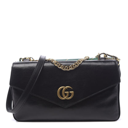 Gucci Calfskin Diagonal GG Medium Thiara Double Envelope Shoulder Bag Emerald Green Black 1 of 12