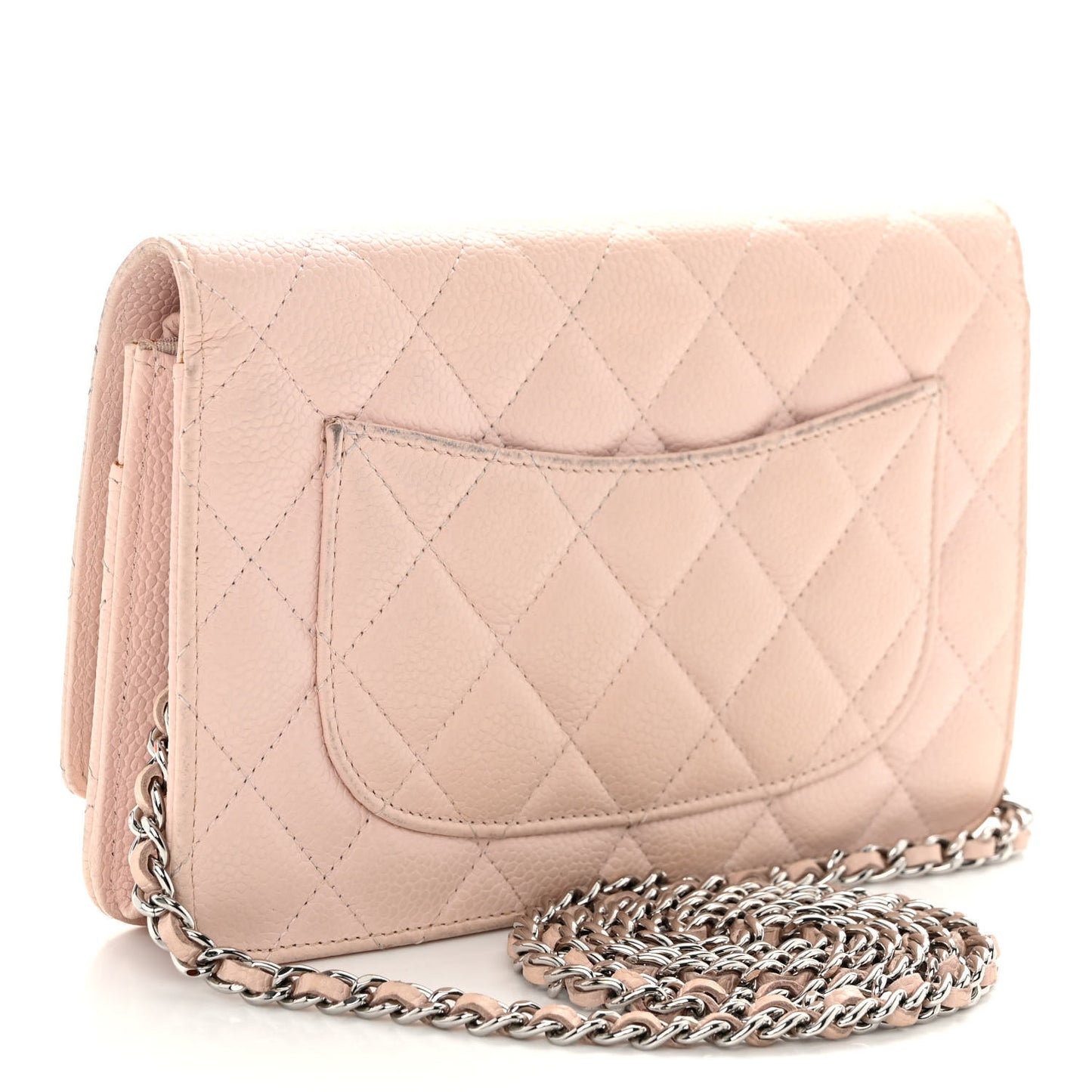 Caviar Quilted Wallet On Chain WOC Light Pink