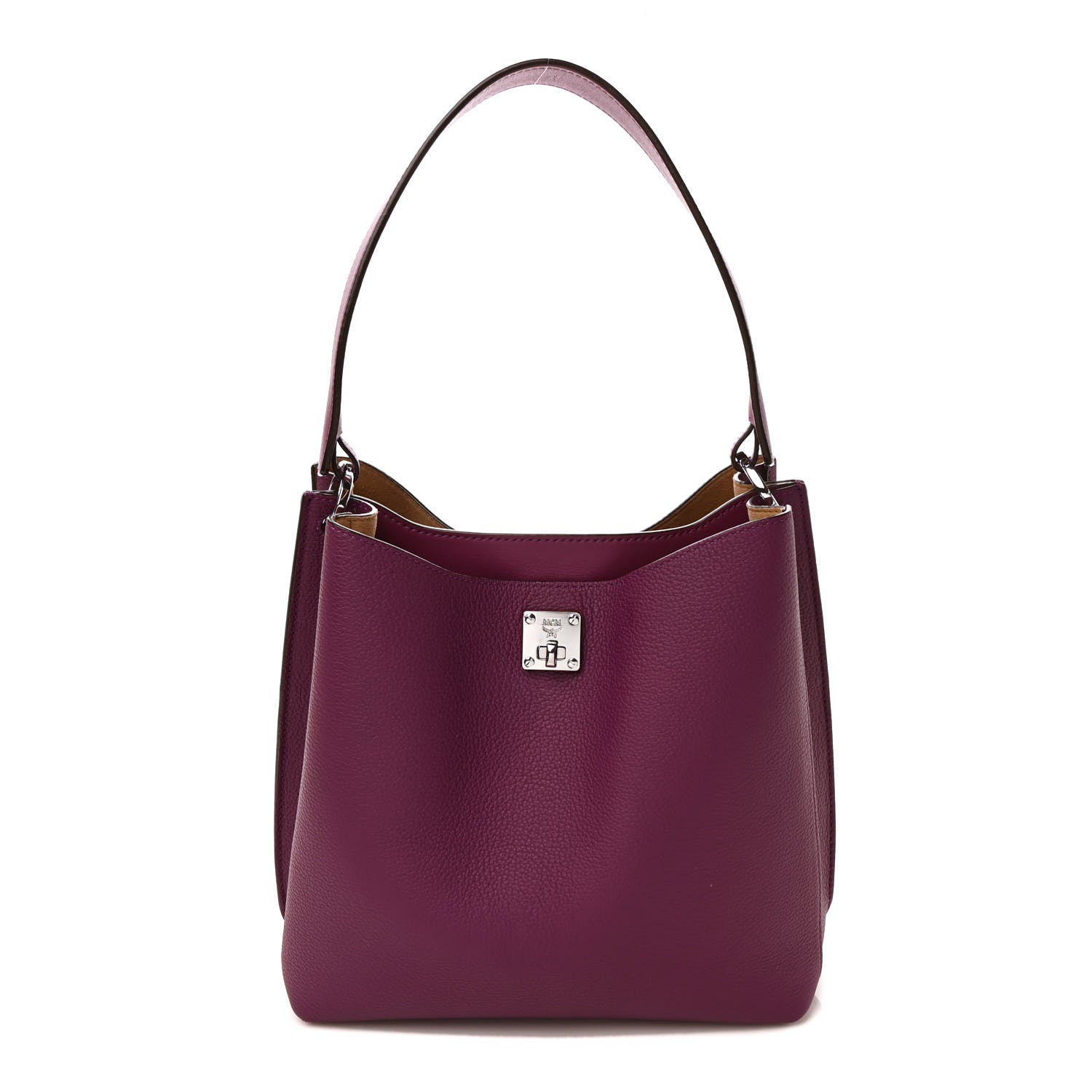 MCM Grained Calfskin Medium Milla Hobo Purple 1 of 8