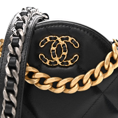 Chanel Lambskin Quilted Chanel 19 Round Clutch With Chain Black 8 of 11