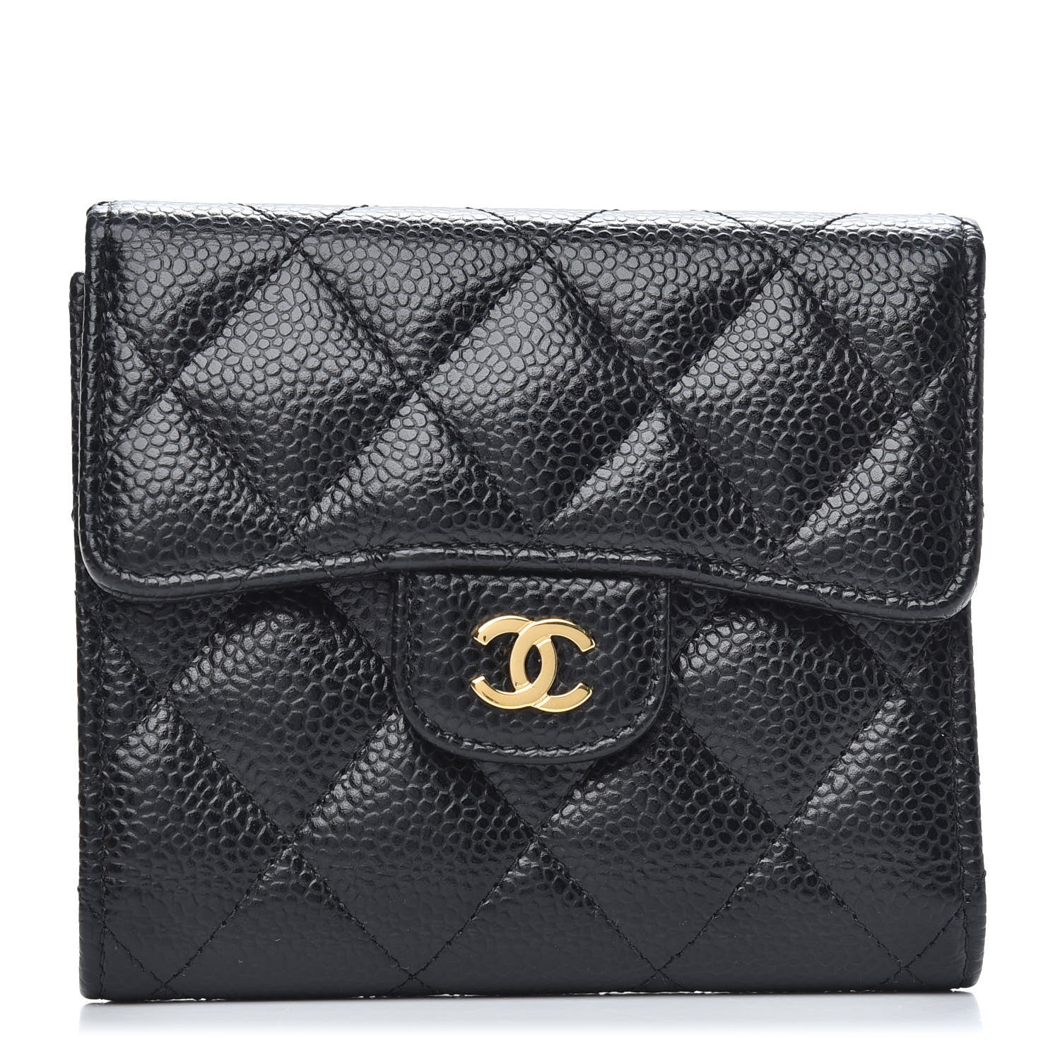 Chanel Caviar Quilted Compact Flap Wallet Black 1 of 10