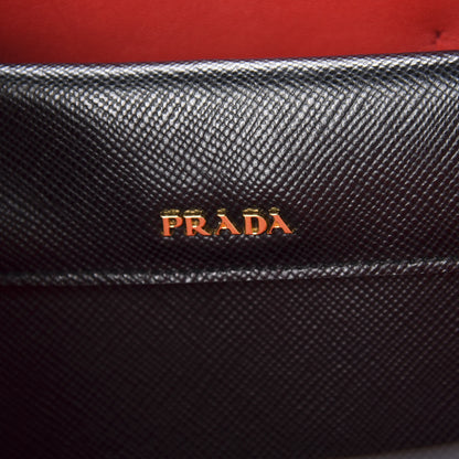 Prada Saffiano Cuir Medium Double Bag Black Fuoco 8 of 10