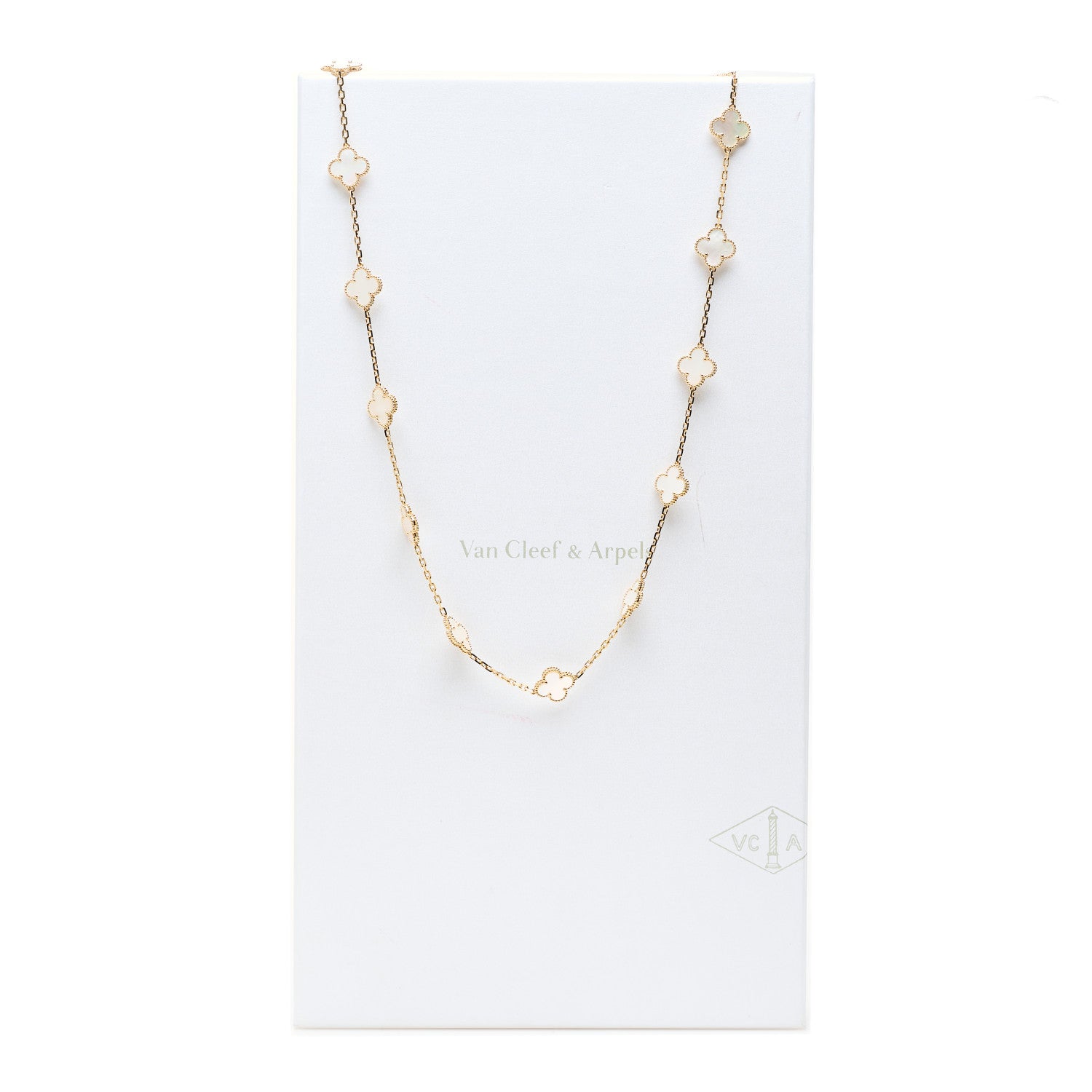 Van Cleef & Arpels 18K Yellow Gold Mother of Pearl 20 Motifs Vintage Alhambra Necklace 7 of 7