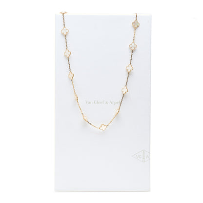 Van Cleef & Arpels 18K Yellow Gold Mother of Pearl 20 Motifs Vintage Alhambra Necklace 7 of 7