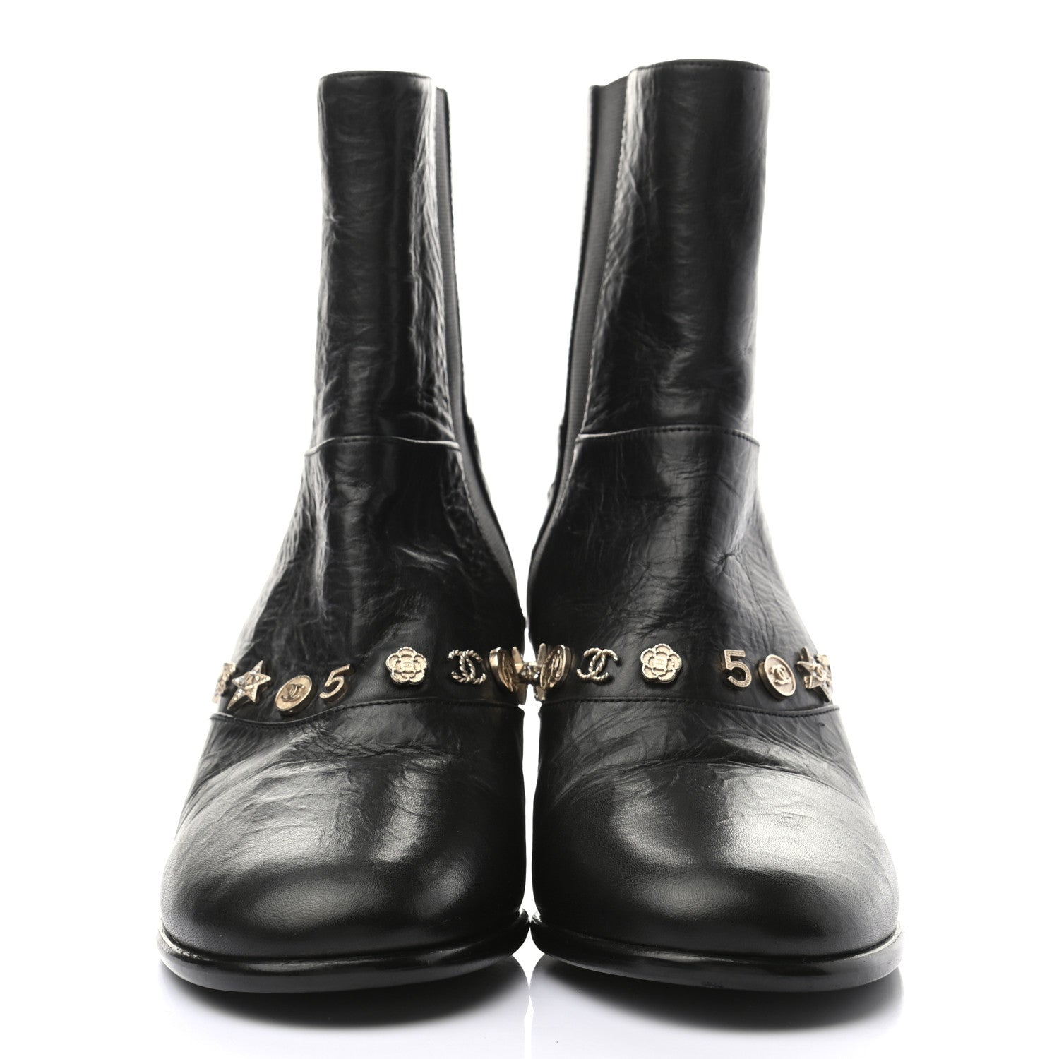Chanel Tumbled Calfskin Short Boots 37 Black 2 of 9