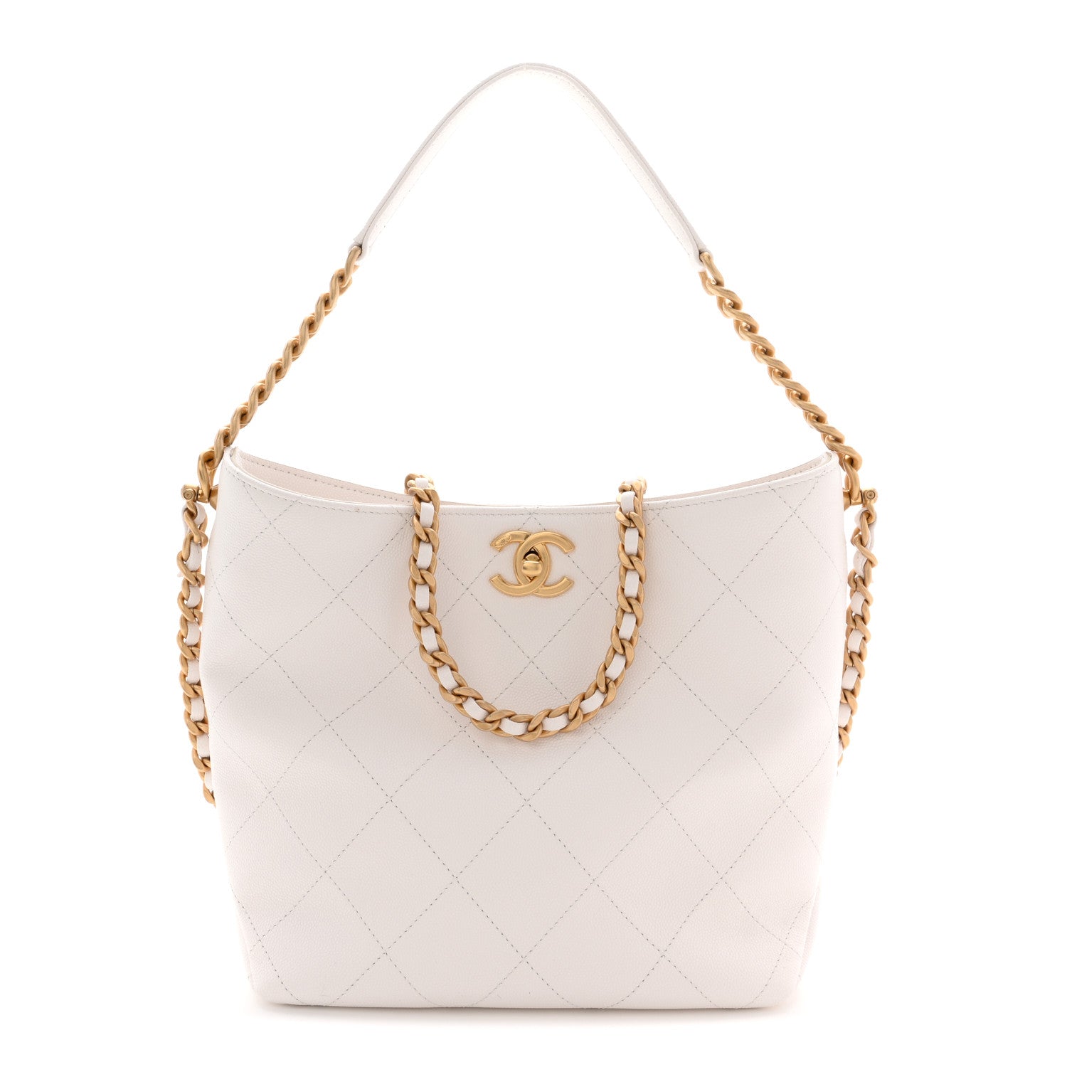 Chanel Caviar Quilted Hobo White 1 of 11