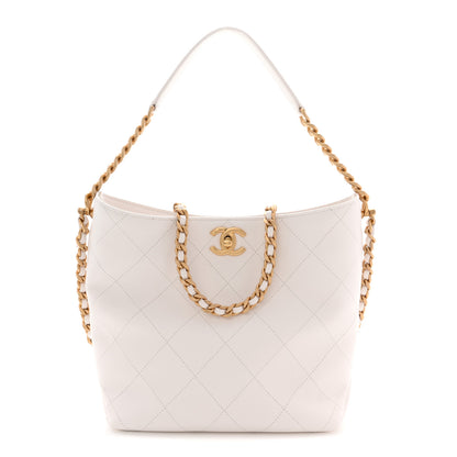 Chanel Caviar Quilted Hobo White 1 of 11