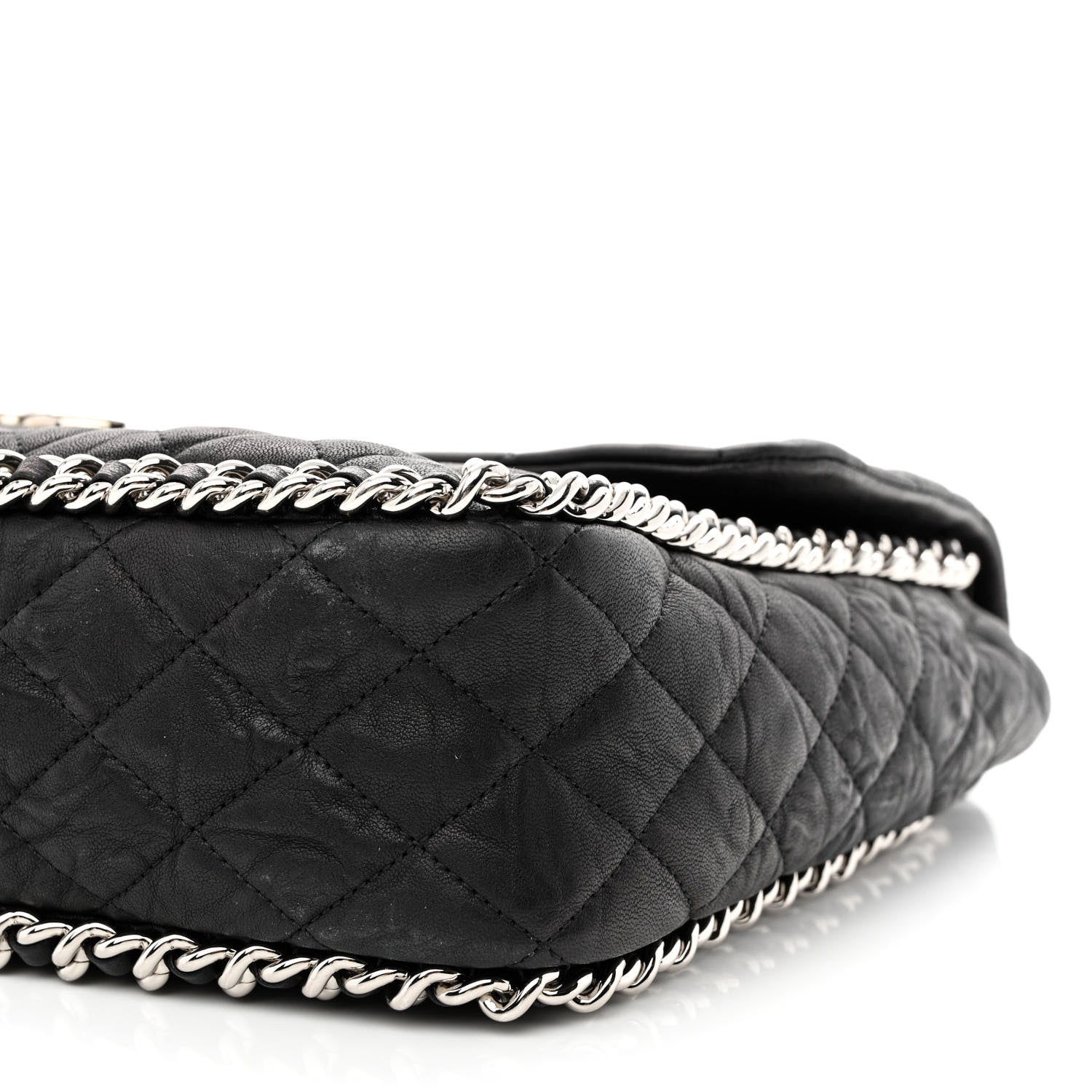 Chanel Washed Lambskin Quilted Maxi Chain Around Flap Black 10 of 11