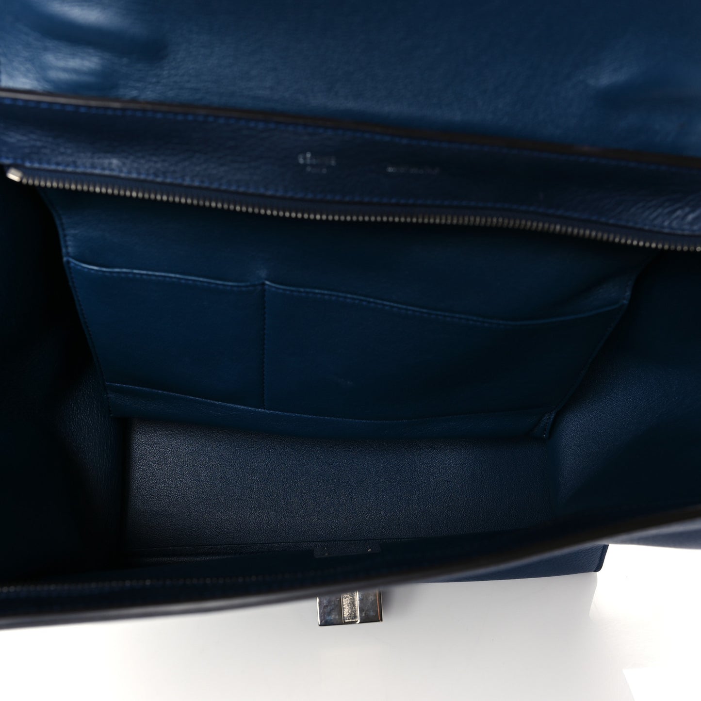 Drummed Calfskin Suede Medium Trapeze Navy Blue