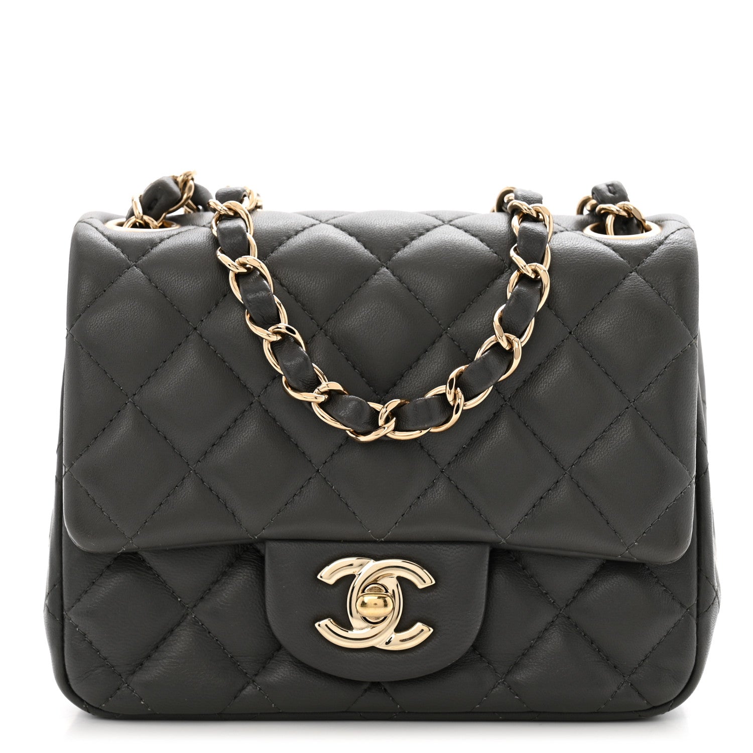 Chanel Lambskin Quilted Mini Square Flap Dark Grey 1 of 13