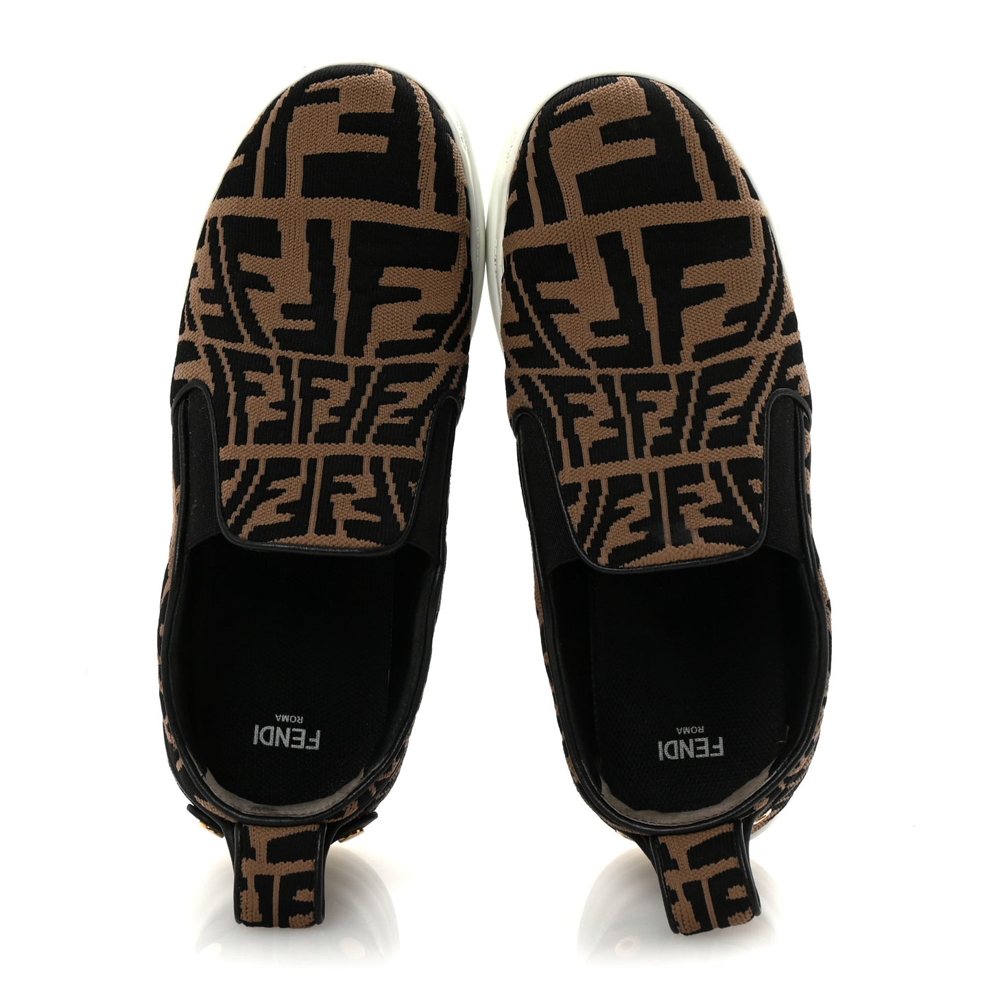 X SARA COLEMAN Canvas FF Vertigo Embroidered Womens Rise Slip On Sneakers 36.5 Tobacco Black