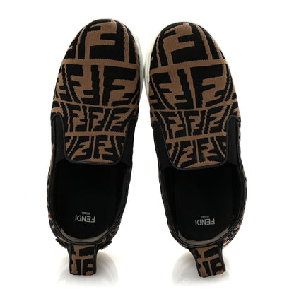 Fendi X SARA COLEMAN Canvas FF Vertigo Embroidered Womens Rise Slip On Sneakers 36.5 Tobacco Black 2 of 10
