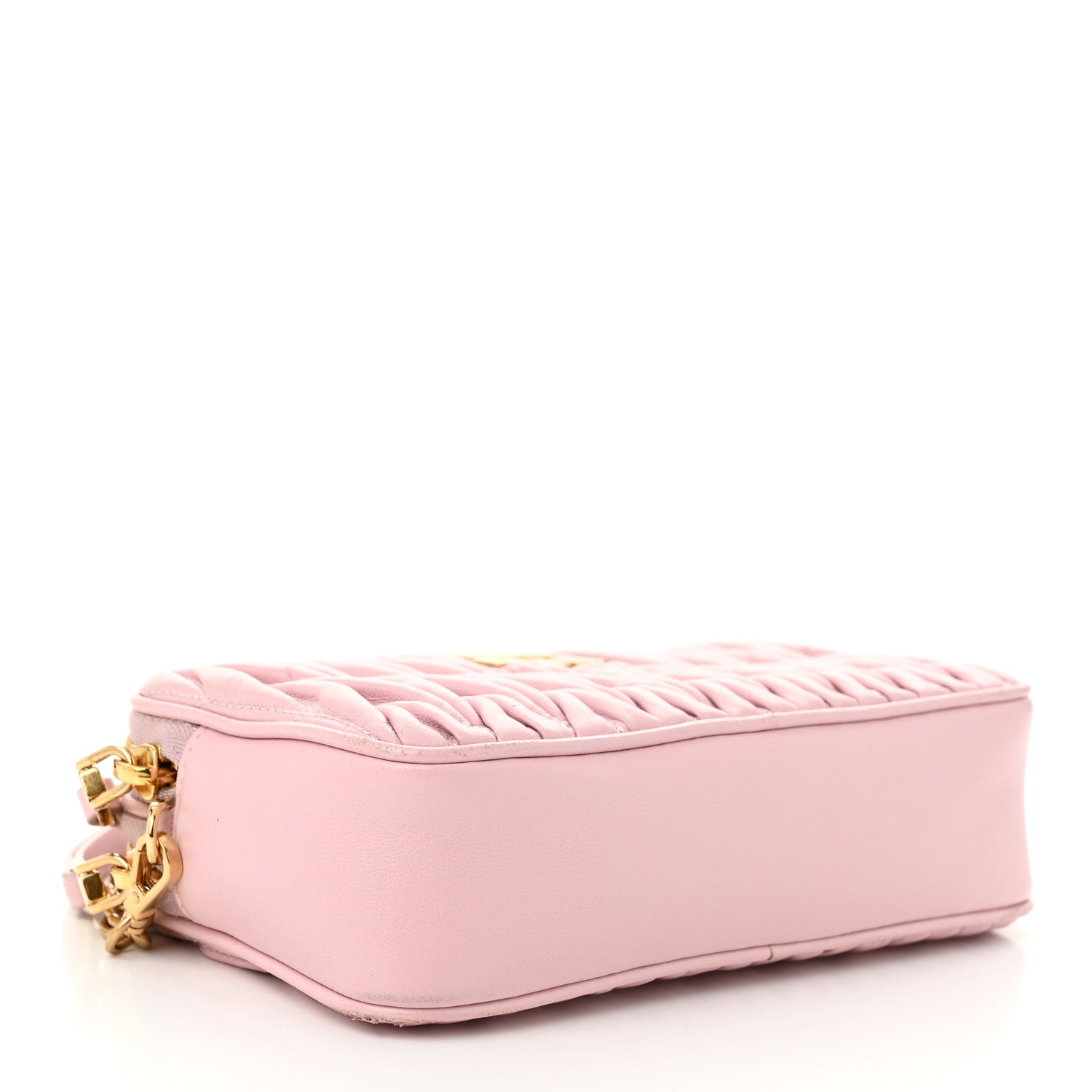 Miu Miu Nappa Matelasse Double Zip Chain Shoulder Bag Alabastro 3 of 12